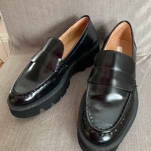 Black Leather Platform Oxford Shoes Women’s